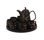 TM89 Hitam Perlengkapan Minum Teh Livia dengan motif Marmer